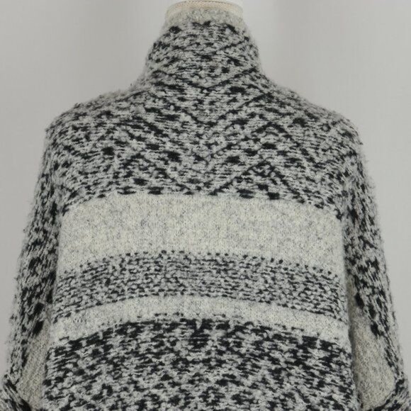 Moth Solita Women's Large Gray Black Wool & Alpaca Funnel Neck Oversize Sweater - Picture 7 of 10